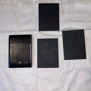 Montblanc leather pocket note pad with refill pads. USED
